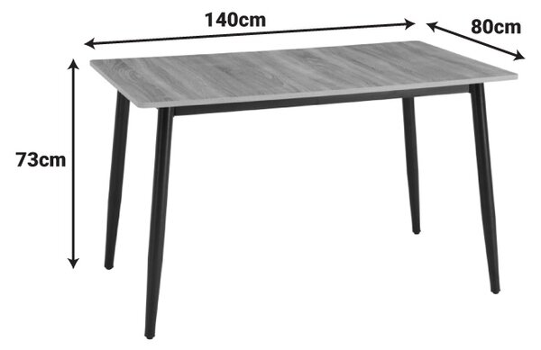 Masa dining Loza, Negru, 80x140x73 cm