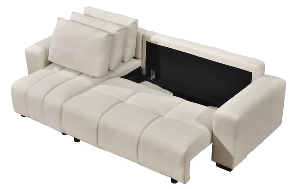 Coltar extensibil cu spatiu de depozitare Belda, Crem, 138x246x82 cm