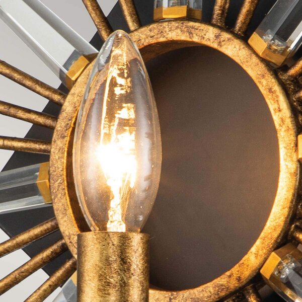 Elstead Aplică Sun King, finisaj cu folie de culoare aurie, reglabil, Auriu / Alamă, Camera de zi / sufragerie, Metal
