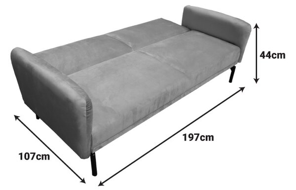 Canapea extensibila Veluto, Antracit, 85x197x83 cm