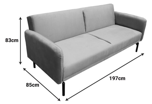 Canapea extensibila Veluto, Antracit, 85x197x83 cm