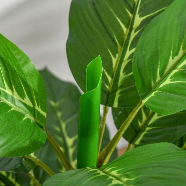 HOMCOM Plantă Artificială cu 33 de Frunze pentru Uz Interior și Exterior cu Ghiveci, Plantă Falsă în PEVA, PE și Ciment, 95 cm, Verde | Aosom Romania