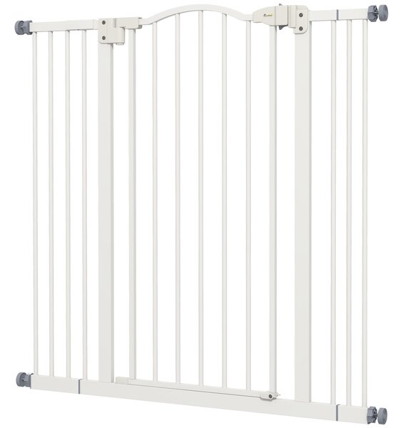 PawHut Poartă Extensibilă pentru Câini fără Șuruburi, Poartă de Siguranță Reglabilă, 94-100x94 cm, Alb