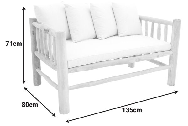 Canapea 2 locuri Guada, Natural, 80x135x71 cm