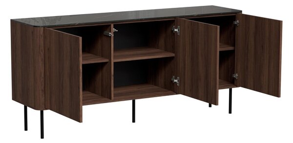 Set de living Miravio 104, Marmură neagră, Nuc, PAL laminat, MDF