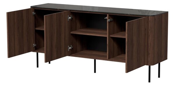 Set de living Miravio 104, Marmură neagră, Nuc, PAL laminat, MDF