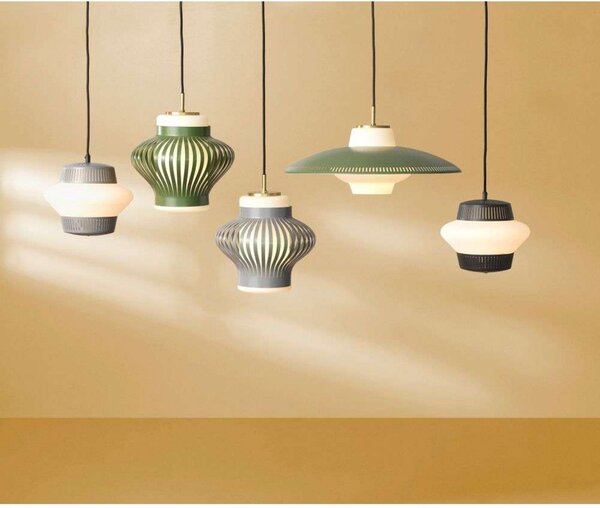 Lustră Pendul Warm Nordic, Opal Lamella, reglabil, Galben, Sala de mese, Metal, Vintage