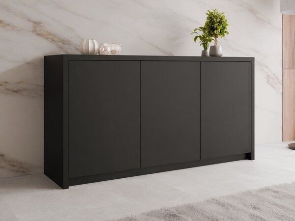 Bufet Providence 202, Negru, PAL laminat, 79x150x40cm, 58 kg