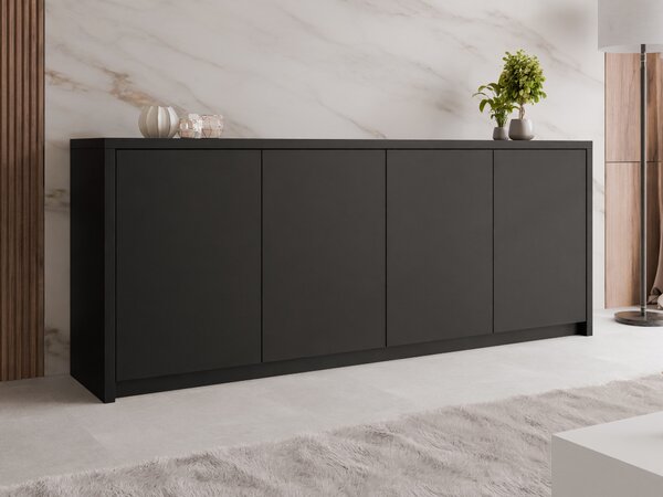 Bufet Providence 203, Negru, PAL laminat, 79x198x40cm, 63 kg
