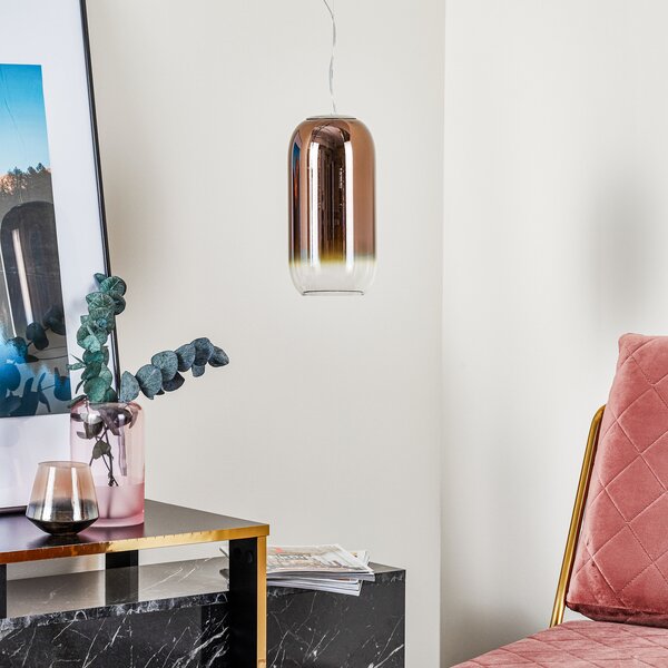 Artemide Gople Mini lampă suspendată cupru/argint, reglabil, Cupru, Camera de zi / sufragerie, Sticlă, Design