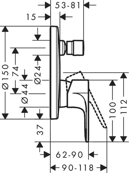 Hansgrohe Rebris S baterie cadă-duș ascuns crom 72466000