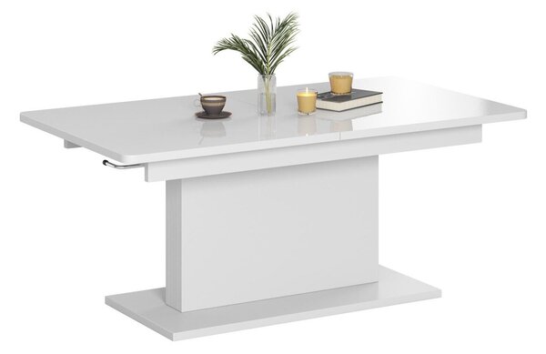 Măsuță de cafea extensibila Houston 1253Mat alb, 6x7x13cm, PAL laminat, Unghiular