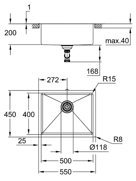 Grohe K700 chiuveta din otel 55x45 cm auriu 31574GN1