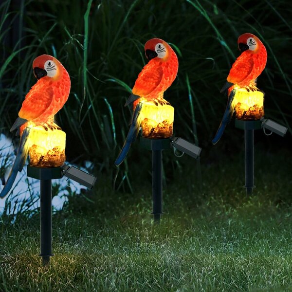 Lampa solara LED papagal exterior, rezistenta interperii, IP67, 400mAh, 1,2V, 41cm, multicolor