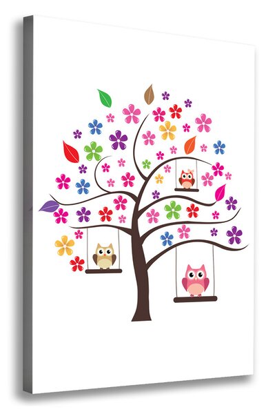 Imprimare tablou canvas Owls pe leagăne