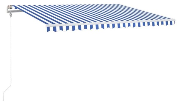 Copertină automată cu senzor vânt&LED, albastru/alb, 400x300 cm