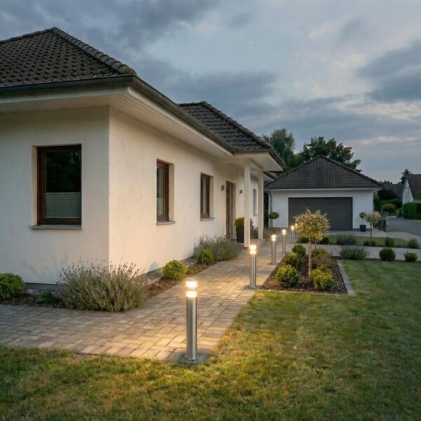 Lampă de Exterior Lindby, LANEA, Metalic, Terasă, Oțel inoxidabil, Modern
