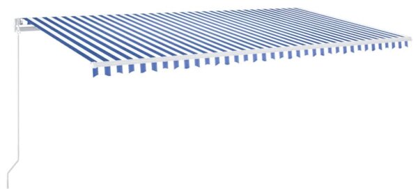 Copertină retractabilă manual, albastru și alb, 600x300 cm