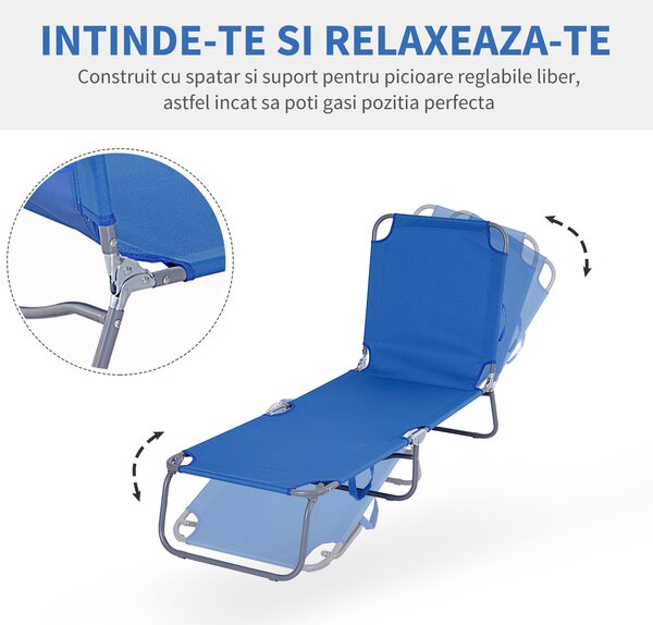 Sezlong pentru Gradina Pliabil Outsunny, Metal si Tesut Oxford | Aosom Romania
