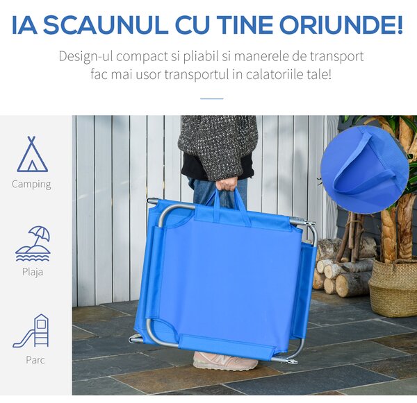 Sezlong pentru Gradina Pliabil Outsunny, Metal si Tesut Oxford | Aosom Romania