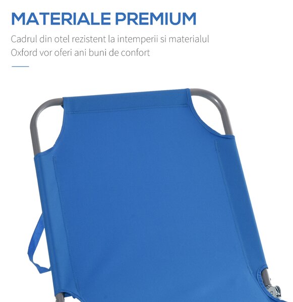 Sezlong pentru Gradina Pliabil Outsunny, Metal si Tesut Oxford | Aosom Romania