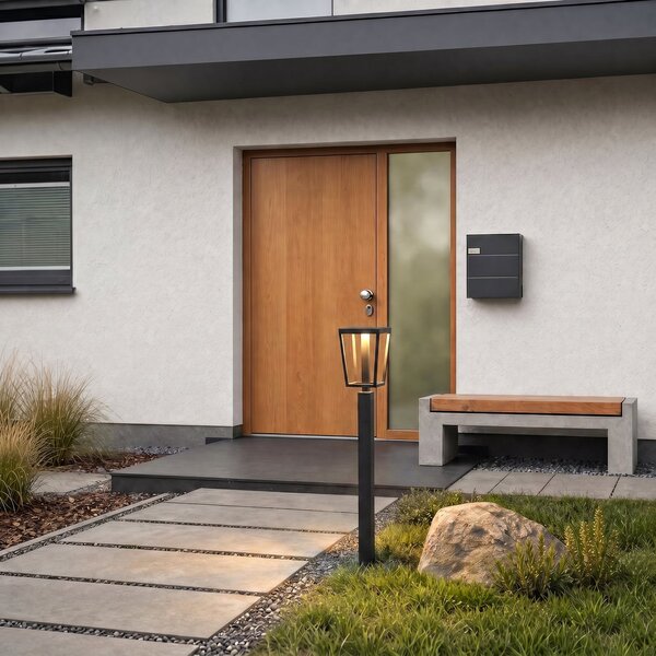 Lucande Bornă luminoasă LED Lynx, 95,5 cm, negru, IP65, Negru, Metal, Modern