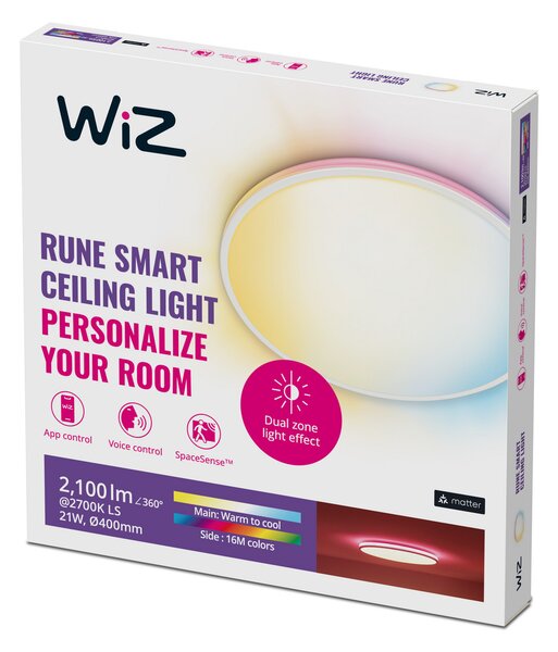 Plafoniere WiZ, Rune, reglabil, Alb, Camera de zi, Plastic, Modern