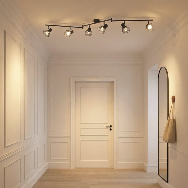 Plafoniere Lindby, Piena, reglabil, Negru, Sala de mese, Metal, Modern