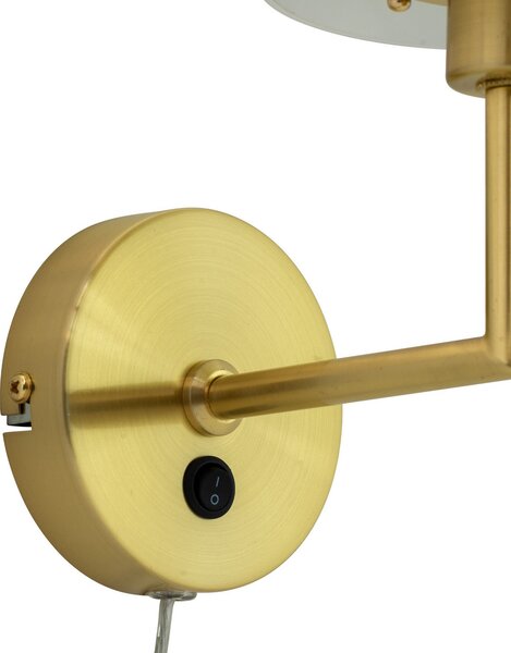 Lampă de perete Dyberg Larsen, DL20, Auriu / Alamă, Camera de zi, Sticlă, Design