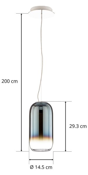 Lustră Pendul Artemide, Gople Mini, reglabil, Albastru, Camera de zi, Sticlă, Design