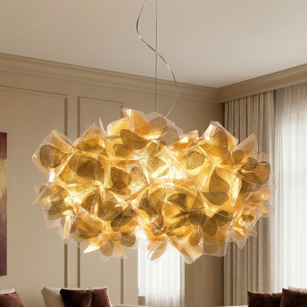Lustră Pendul Slamp, Clizia Mama Non Mama, reglabil, Auriu / Alamă, Camera de zi, Plastic, Design