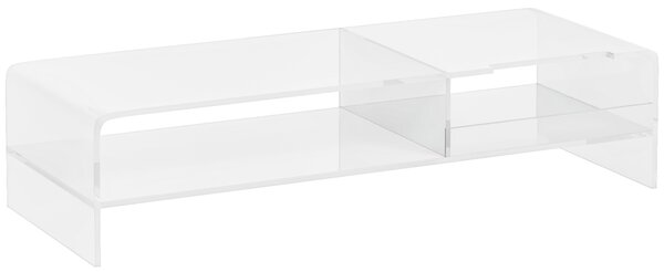 HOMCOM Suport Monitor Acrilic cu 2 Rafturi, Suport Ergonomic pentru PC, Transparent, 50.8x19x12 cm, Ideal pentru Birouri Moderne | Aosom Romania