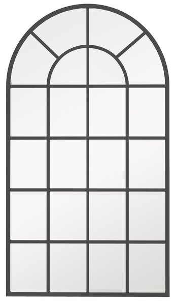 Oglindă arcuită pentru casă și birou cu suport de perete din sticlă groasă și metal, 62x2,5x110 cm, de culoare negru HOMCOM | Aosom Romania