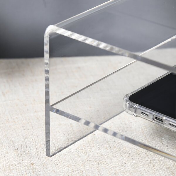 HOMCOM Suport Monitor Acrilic cu 2 Rafturi, Suport Ergonomic pentru PC, Transparent, 50.8x19x12 cm, Ideal pentru Birouri Moderne | Aosom Romania