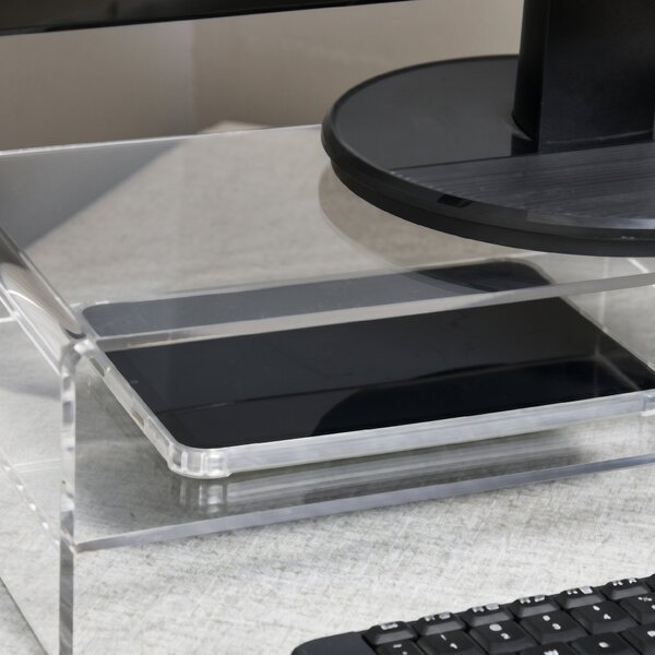 HOMCOM Suport Monitor Acrilic cu 2 Rafturi, Suport Ergonomic pentru PC, Transparent, 50.8x19x12 cm, Ideal pentru Birouri Moderne | Aosom Romania