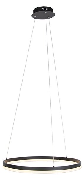 Lampă suspendată de design neagră 60 cm cu LED inclus cu dimmer în 3 trepte - Anello