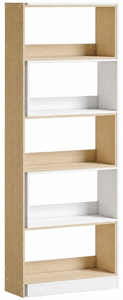 HOMCOM Bibliotecă de Colț cu 5 Polițe, Design Rotativ 350°, Lemn/Alb | Aosom Romania