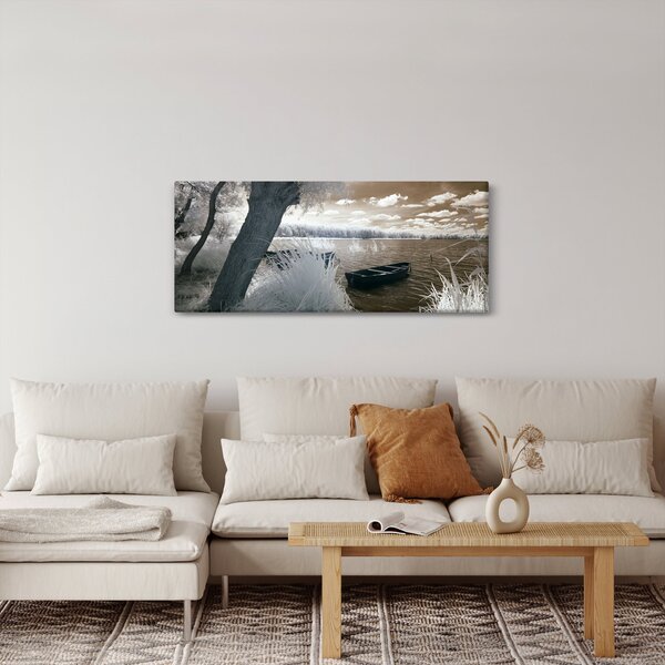 Tablou cu barca pe lac (120x50 cm)