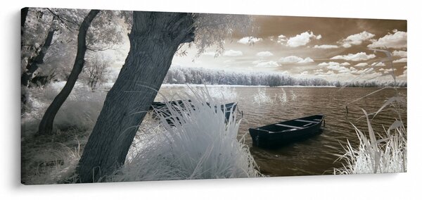 Tablou cu barca pe lac (120x50 cm)