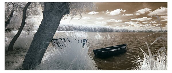 Tablou cu barca pe lac (120x50 cm)