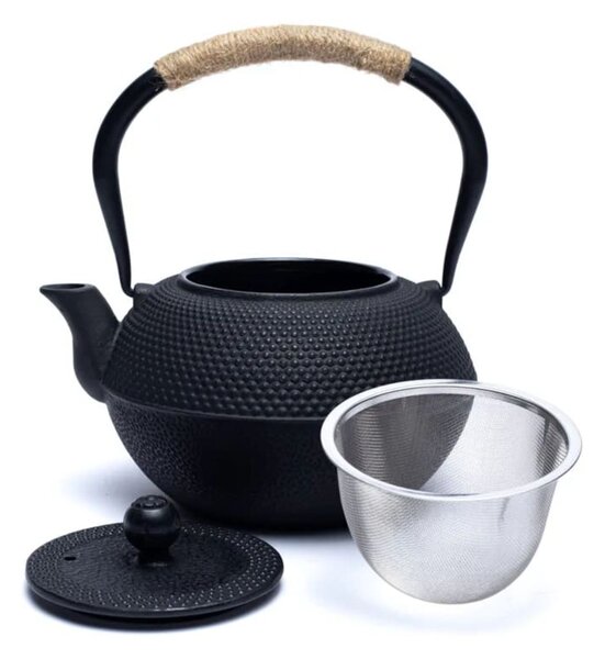 Ceainic din fonta cu infuzor metalic, Negru, 1200ml