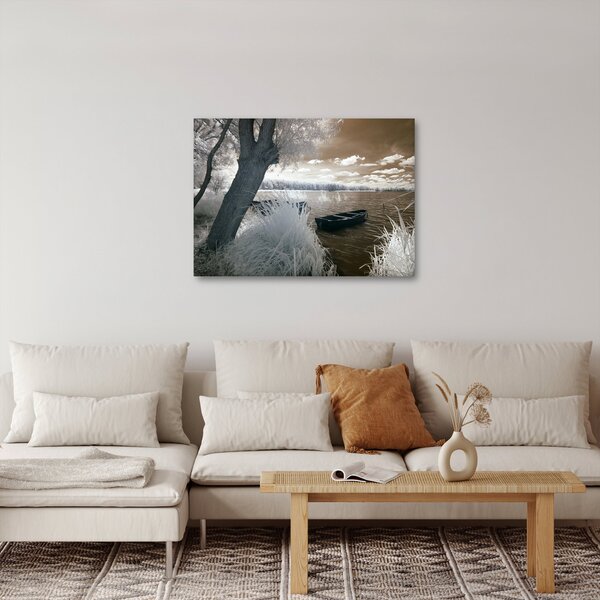 Tablou cu barca pe lac (70x50 cm)