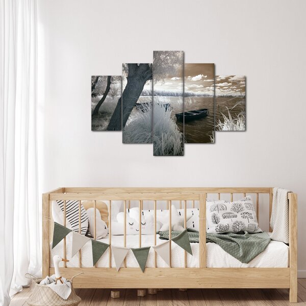 Tablou cu barca pe lac (150x105 cm)
