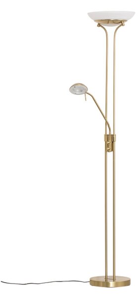 Lampadar Lindby, Yveta, reglabil, Auriu / Alamă, Camera de zi, Metal, Modern