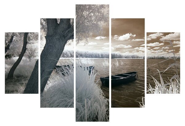 Tablou cu barca pe lac (150x105 cm)