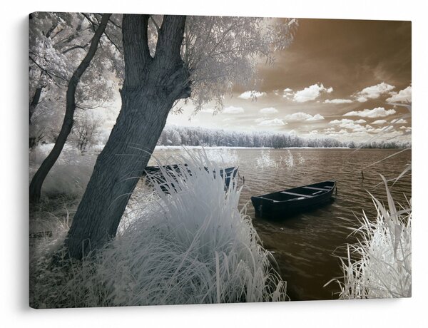 Tablou cu barca pe lac (70x50 cm)