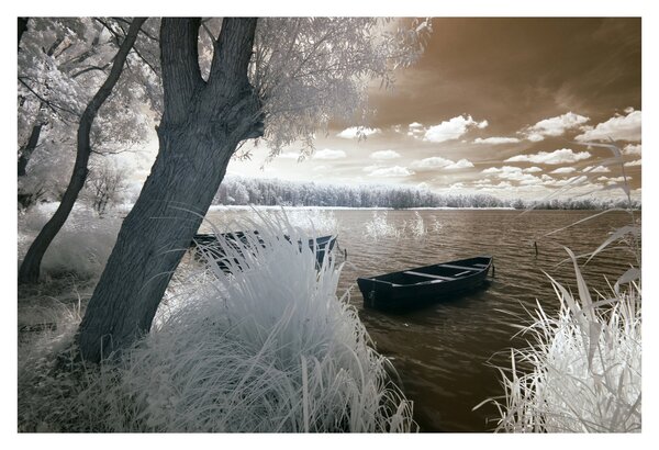 Tablou cu barca pe lac (90x60 cm)