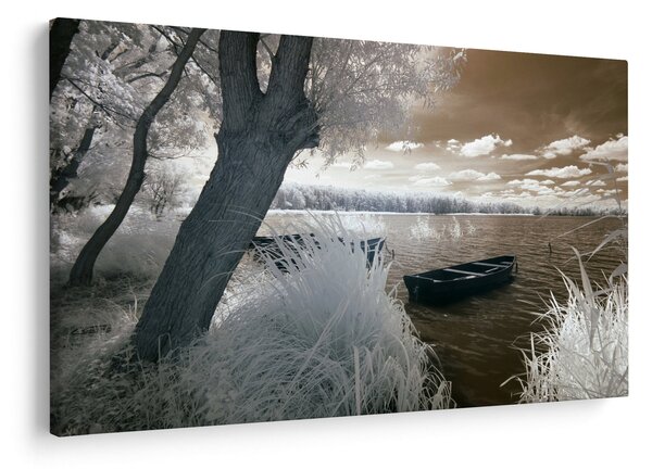 Tablou cu barca pe lac (90x60 cm)