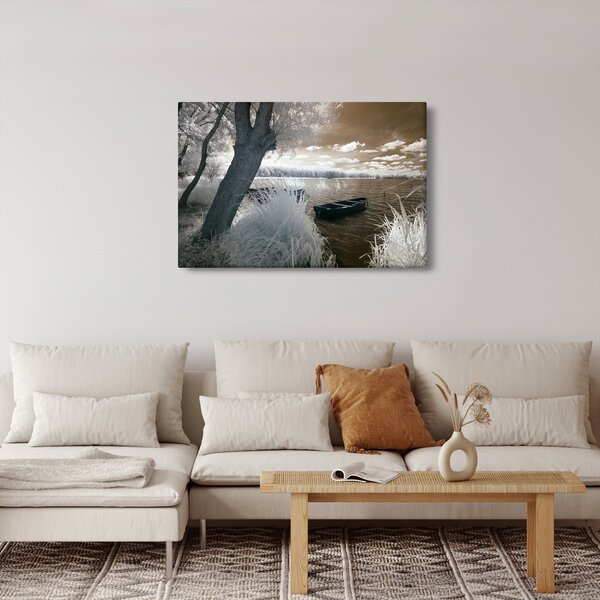 Tablou cu barca pe lac (90x60 cm)
