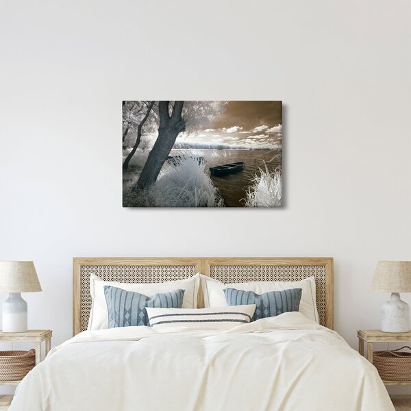 Tablou cu barca pe lac (90x60 cm)